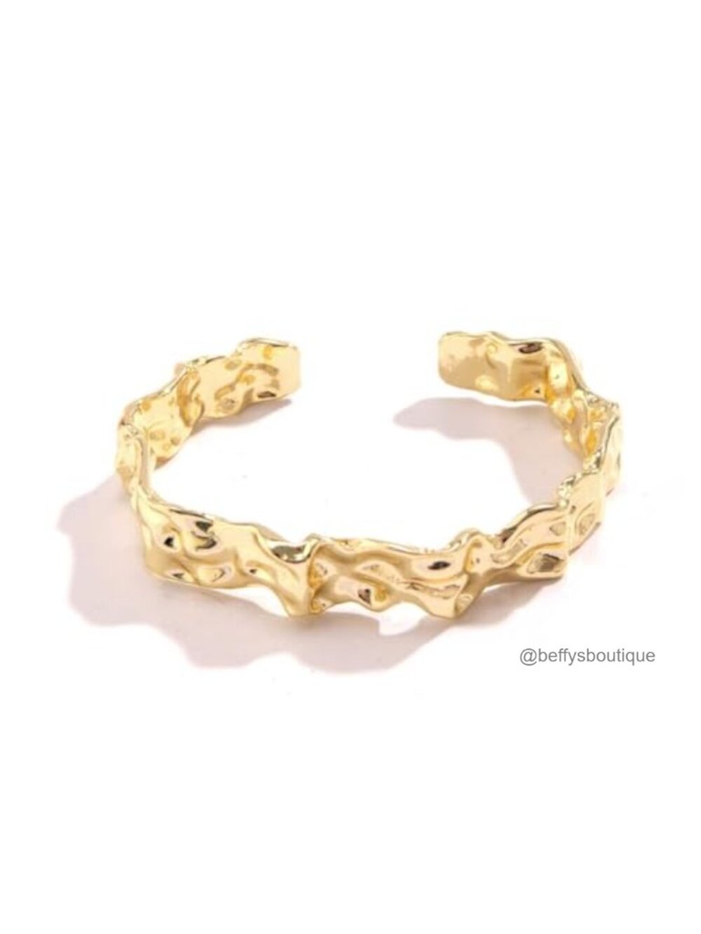 Gold Plated Hammered Cuff Bracelet Adjustable Open Bangle